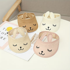 Kids' Rabbit Ear Straw Hat Spring Autumn Beach Sunshade Hat