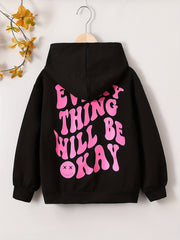 Girls' Cartoon Face Hooded Sweatshirt Active Hoodie