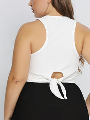 Textured Racer Back Crop Tank Top