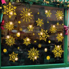 Golden Glitter Snowflake Window Stickers Winter Decoration