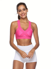 Criss Cross Back Sports Bra Push Up Workout Tank Bra