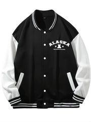Men's 'BEAR' Print Lightweight Fleece Baseball Jacket