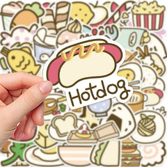 50pcs Cartoon Food Doodle Waterproof Stickers DIY Creative Toys