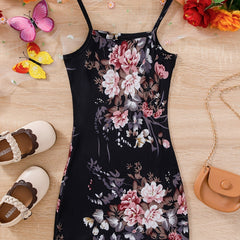 Vintage Flower Print Cami Dress for Summer Party