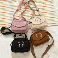 Embroidered Bear Crossbody Bag Shoulder + Purse