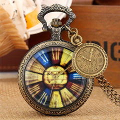 Copper Large Pocket Watch Roman Character Dial Quartz Movement