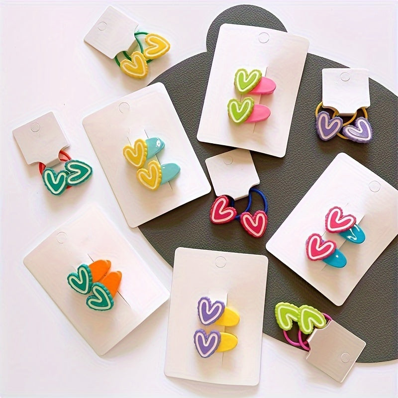 2pcs Love Shaped Hairpin Hair Rope Kids Hair Clip Hair Ties