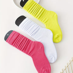 3 Pairs Slouch Crew Socks Cozy & Breathable Women's Stockings