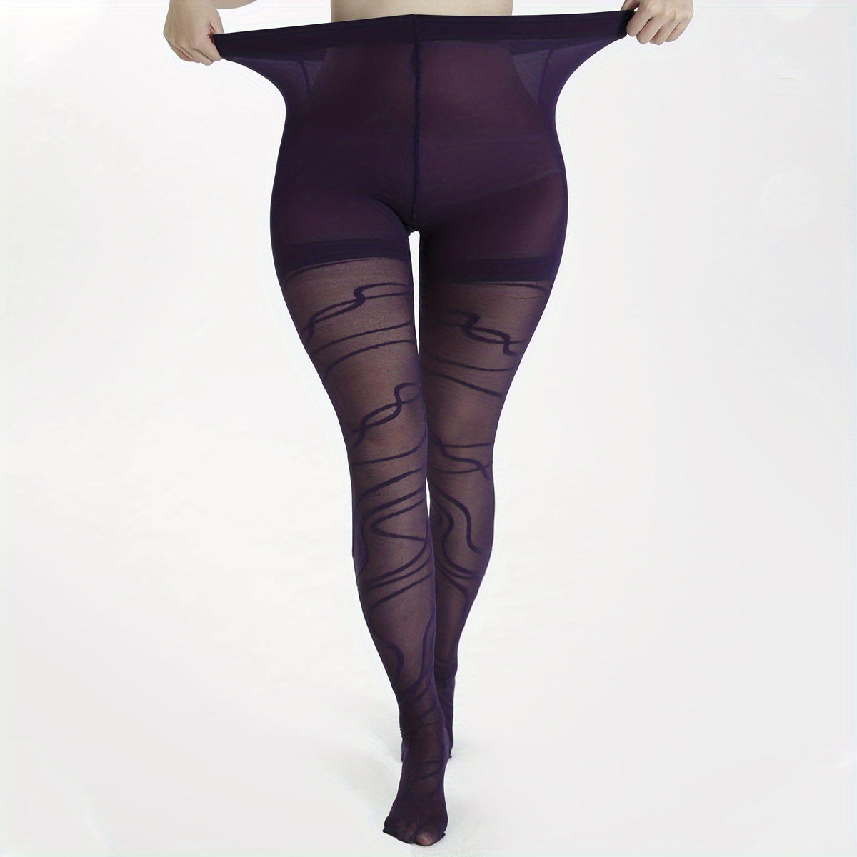 Women's Plus Jacquard 40 Denier High Rise Pantyhose