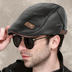 Men's Vintage PU Leather Newsboy Cap for Driving
