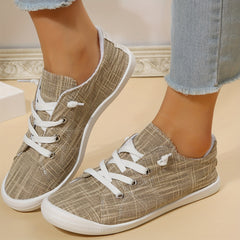 Women's Canvas Lace Up Sneakers Casual Flat Shoes