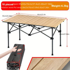 Portable Foldable Wood Grain Aluminum Table for Picnic BBQ Camping