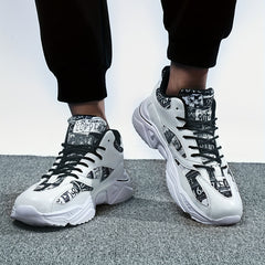 Number Print Lace Up Running Shoes Unisex Height Increased Casual Sneakers