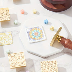 Fire Paint Brass Flat Carving Seal for Gift Wrapping
