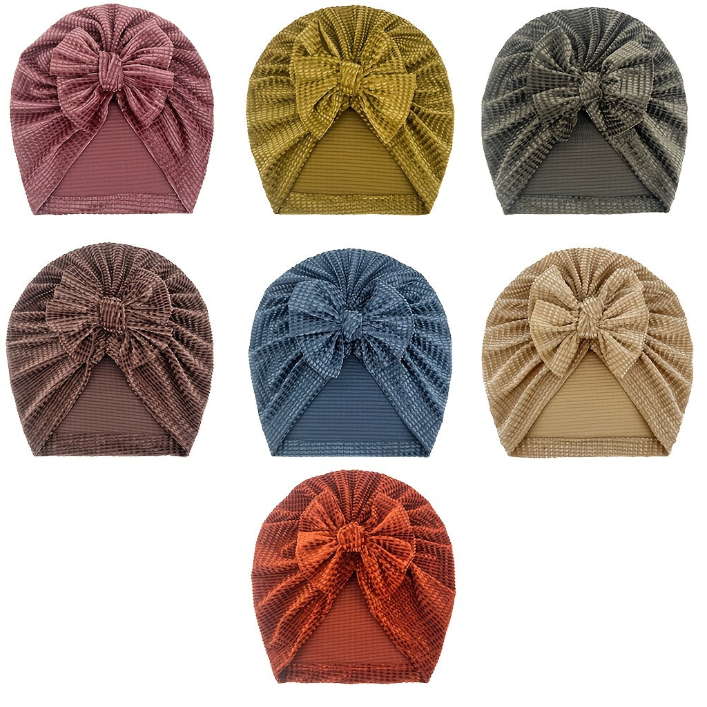 Waffle Bow Baby Hat for 0-3 Years Old