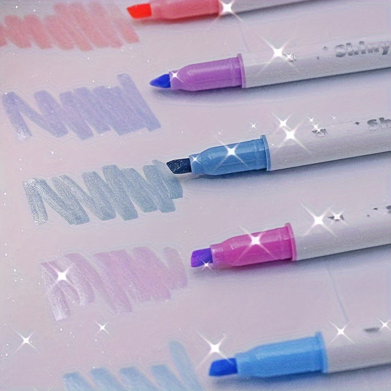5pcs Sparkle Glitter Highlighters Shimmer Marker Pens for Journaling Painting