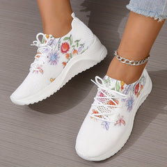 Women's Floral Print Sock Shoes Low Top Lightweight Running Shoes