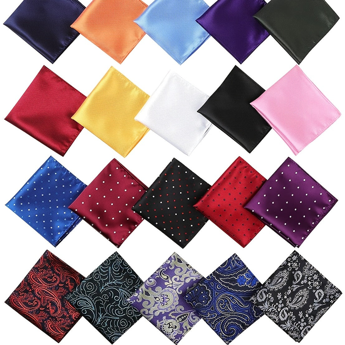 20pcs Pocket Square Handkerchiefs Assorted Colors