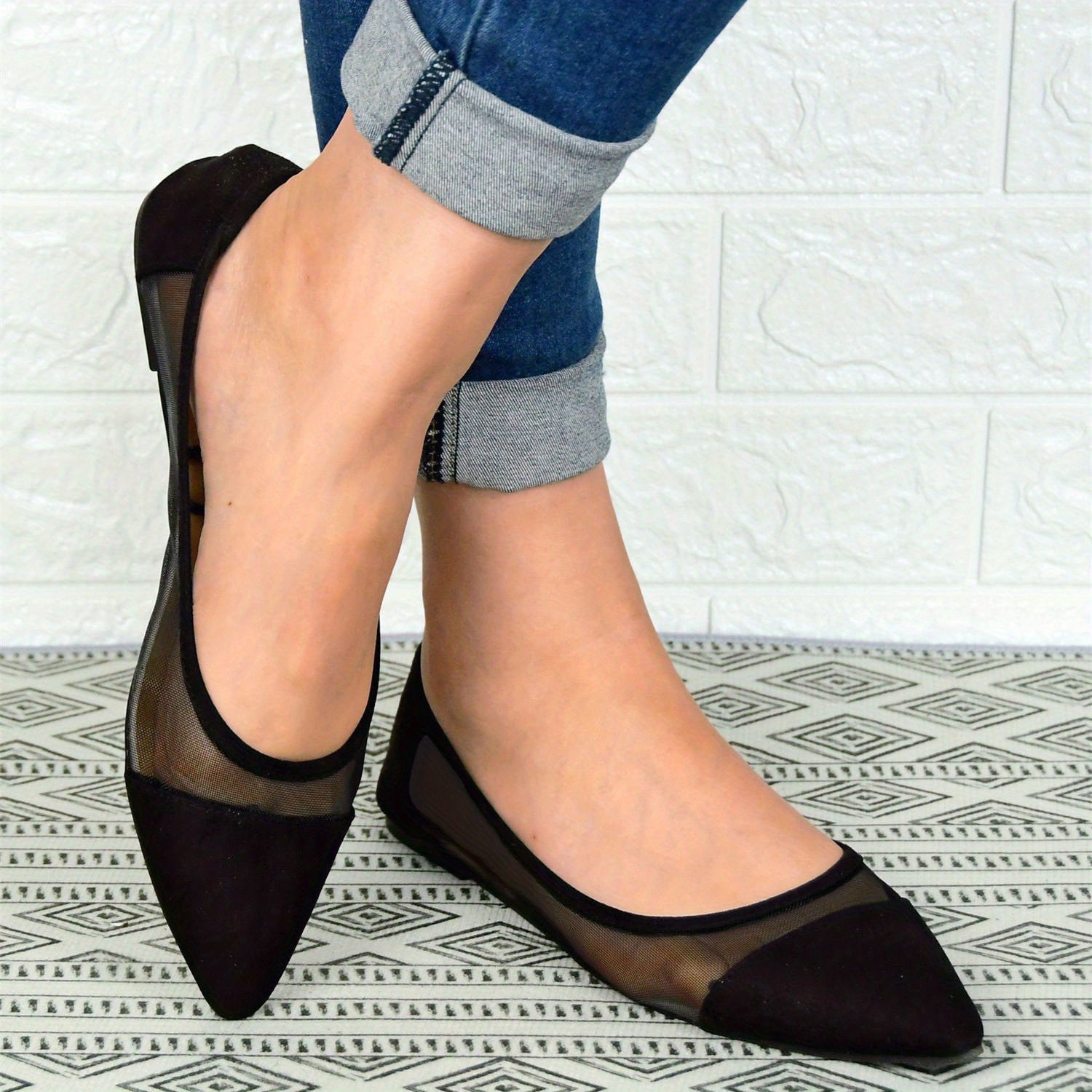 Women's Mesh Ballet Flats Soft Sole Slip On Shoes