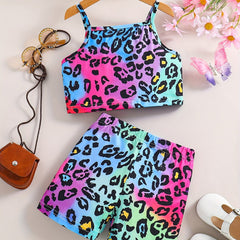 Toddler Girls Clothes Animal Print Cami Shirt Shorts Set