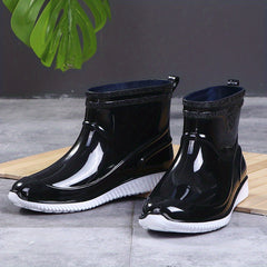 Men's Waterproof Mid Top Rain Boots for Outdoor Walking Fishing
