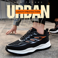 Men's Striped Work Safety Shoes Puncture-Proof Anti-skid Steel Toe Lightweight