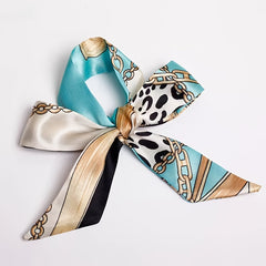 Chain Tassel Print Twilly Scarf Long Ribbon Neckerchief