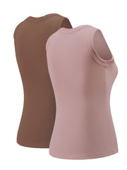 Women's Ribbed Sleeveless Tank Top for Summer Workout