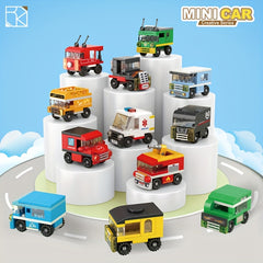 Building Block Assembly Set with Model Cars for Ages 6+