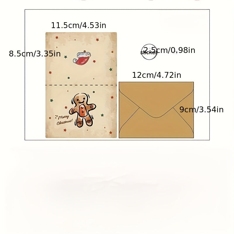 6 Pcs Cartoon Christmas Card DIY Folding Small Card
