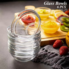 6pcs Glass Round Bowl Mini Meal Preparation Bowl Stackable Utensils Bowl