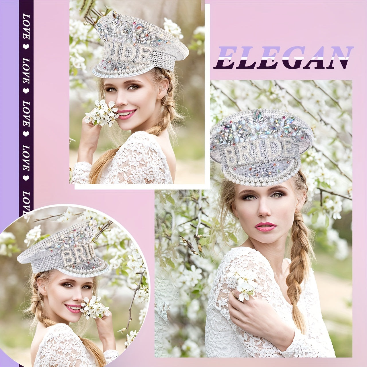Glitter Rhinestone Bride Hat for Bachelorette Party