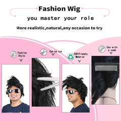 Men's 14 Inch Rooster Head Dress Up Wig Party Holiday Fiber Hair