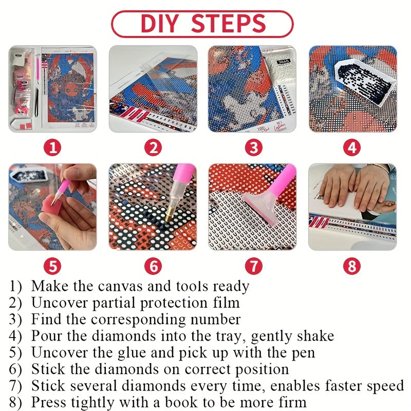 Large Size 5D Flocked Canvas Diamond Painting DIY Set with Tools 35X45cm