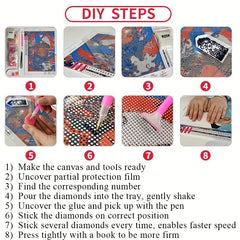 Large Size 5D Flocked Canvas Diamond Painting DIY Set with Tools 35X45cm