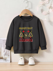 OERYUI Cartoon Christmas Tree & Letter Print Sweatshirt