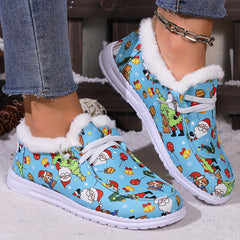 Women's Christmas Snow Boots Santa Claus Winter Plush Shoes