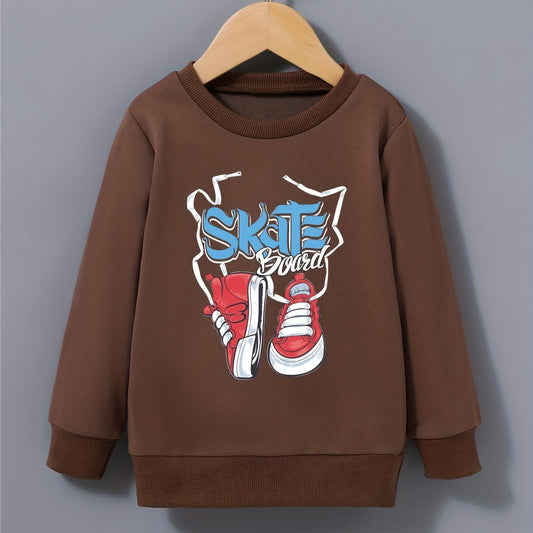 SKATEBOARD Shoes Pattern Kid's Sweatshirt Long Sleeve Top Crew Neck Pullover