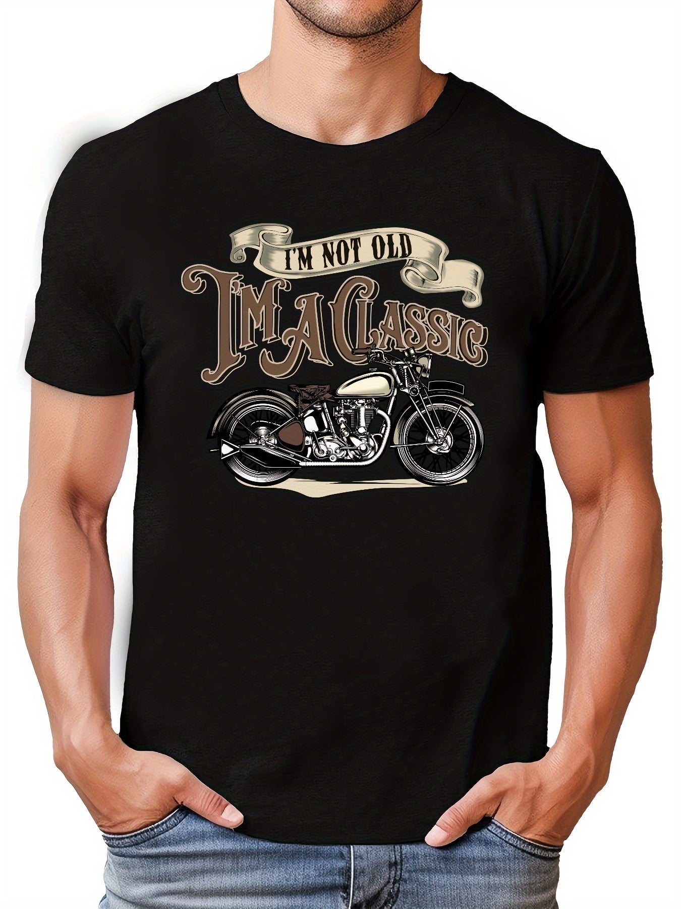 Men's Motorcycle Pattern Cotton Sports T shirt