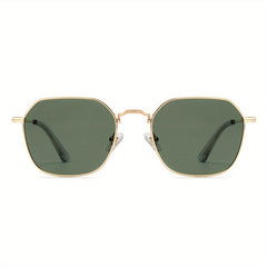 OUWEN Polarized Polygon Sunshade Mirror Unisex Full Frame Aviator Glasses Gray