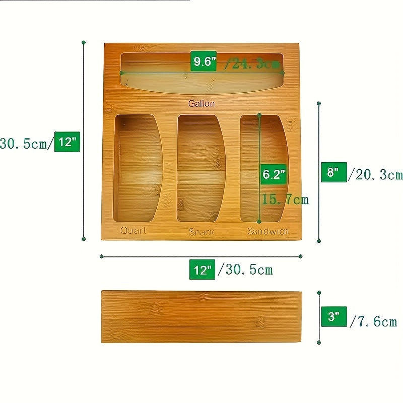 Bamboo Kitchen Food Storage Bag Organizer Holders And Dispenser