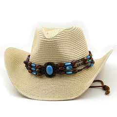 Ethnic Style Western Cowboy Straw Hat for Spring Summer