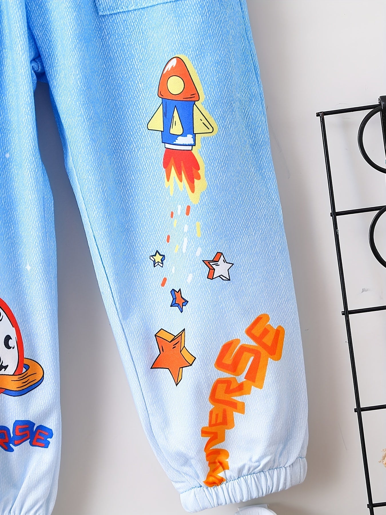 Boys Casual Rocket Print Denim Long Pants Spring Autumn
