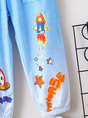 Boys Casual Rocket Print Denim Long Pants Spring Autumn