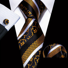 Barry Wang Golden Silk Paisley Tie Set