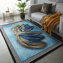 Modern Minimalist Feather Print Soft Area Rug for Living Room