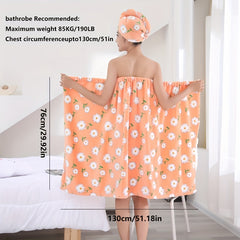 Flower Printed Long Sleeve Bathrobe with Hood for Women