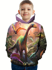 Dino 3D Pattern Print Boys Sweatshirt Hoodie For Spring Fall