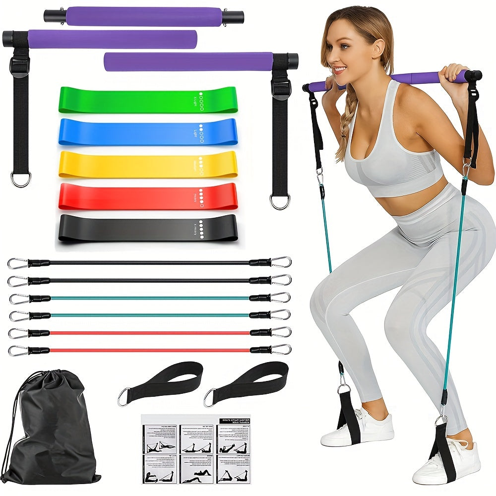 Portable Pilates Bar Kit With Resistance Bands For Men And Women