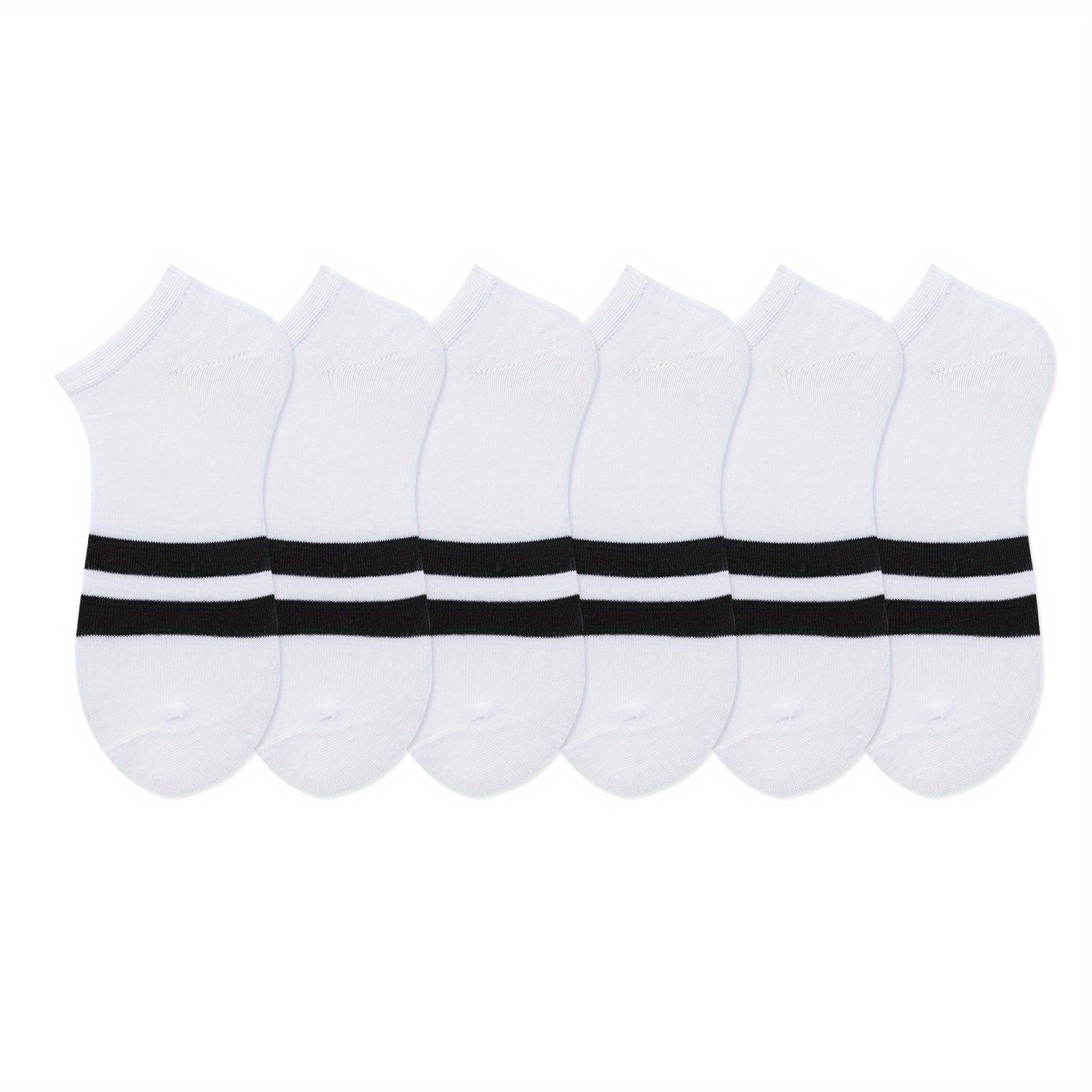 6 Pairs Striped Sports Socks Low Cut Women's Stockings